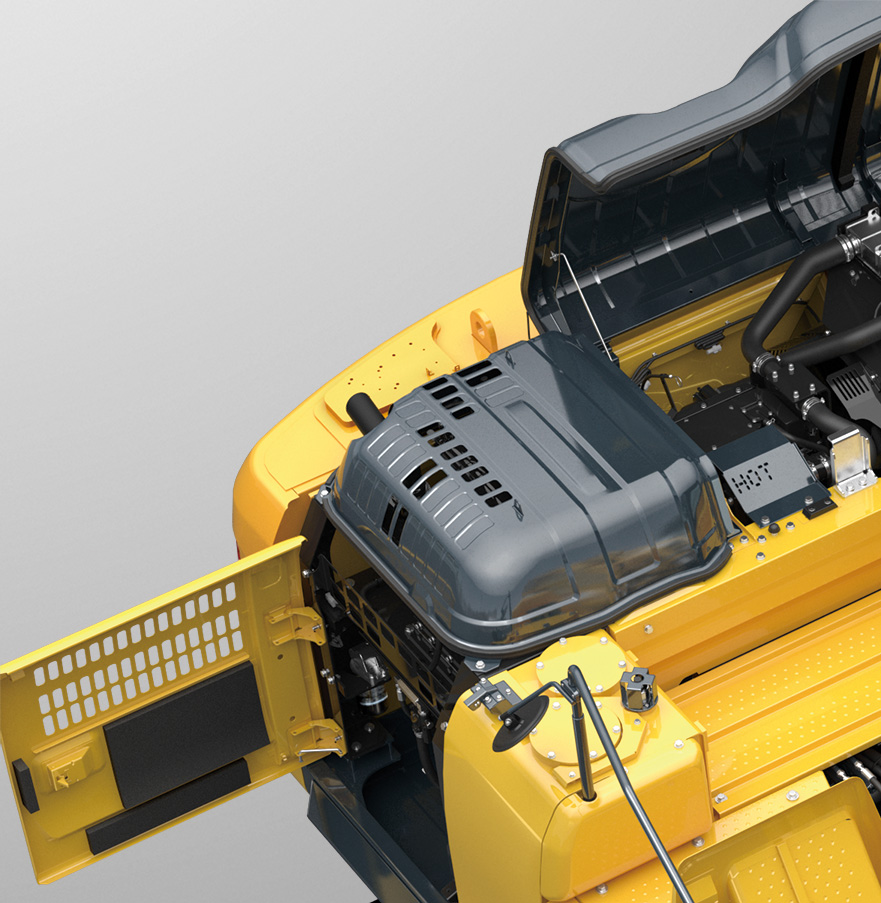 KOBELCO SK210LC-11 Long Reach Engine Compartment View KOBELCO SK210LC-11 Long Reach Engine Compartment View